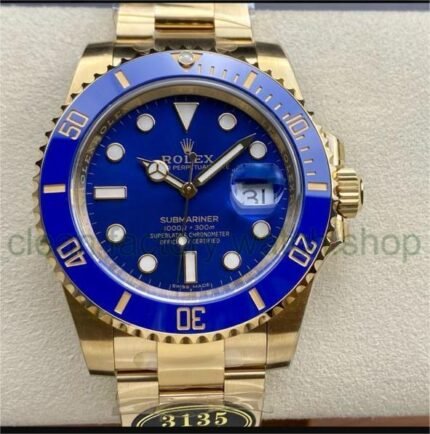 Clean Factory Rolex Submariner Date 116618LB 40mm Full Yellow Gold Blue Dial